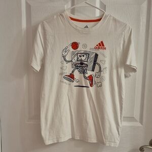 Adidas Kids White Tee with Fun Graphic